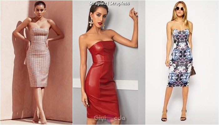Straplez Kalem elbise modelleri / Strapless pencil dresses