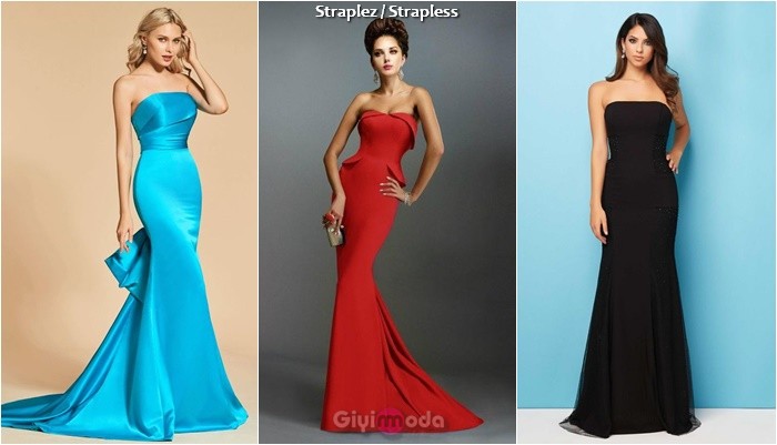 Straplez uzun elbise modelleri / Strapless long dresses