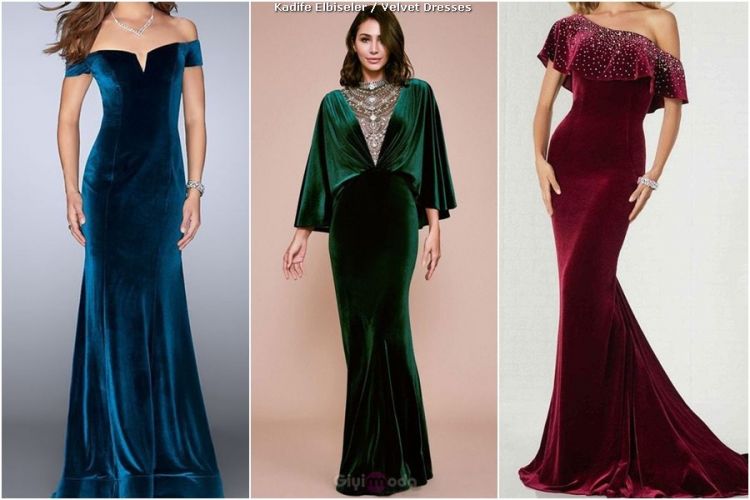 uzun kadife elbiseler - long velvet dresses