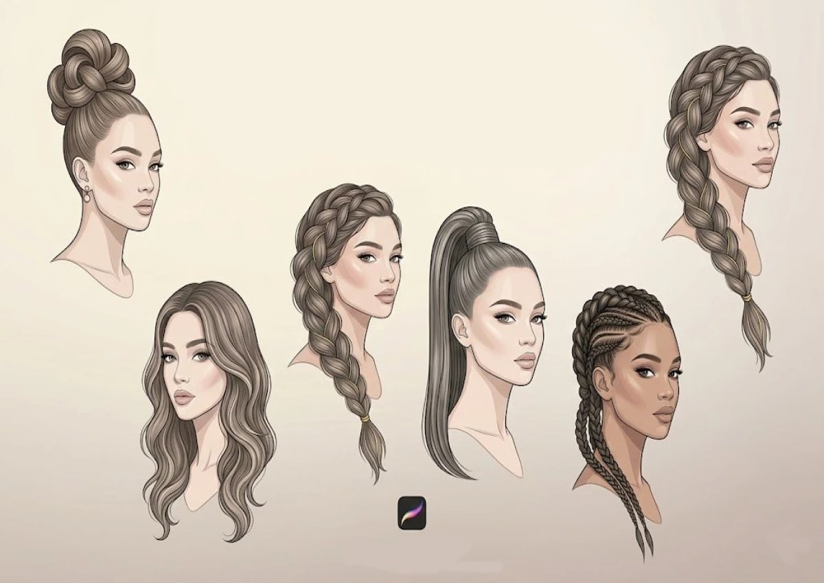 Moda Çiziminde Detay Gücü: Procreate Hairstyle Stamps ile Çalışmak