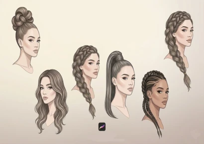 Moda Çiziminde Detay Gücü: Procreate Hairstyle Stamps ile Çalışmak